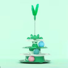 Jeu pour chat - Plateau tournant avec bâton à plumes