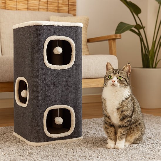 Arbre à Chat multi - niveaux avec jouet - Chatyfyclub