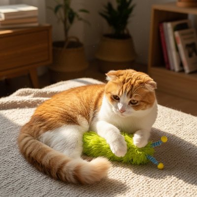chat-jouet-chenille-peluche-vert