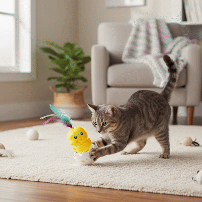 Jeu pour chat - Poussin jaune ou ourson