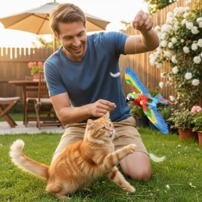 Jeu pour chat Perroquet - L'oiseau suspendu - Chatyfyclub