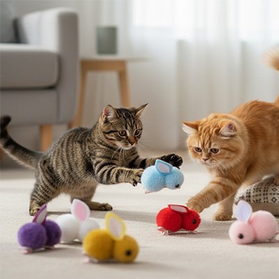 Jeux pour chat - Lapins colorés - Chatyfyclub