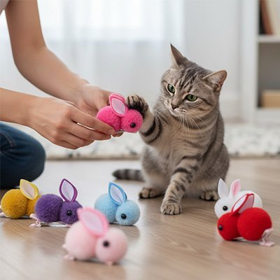 Jeux pour chat - Lapins colorés - Chatyfyclub