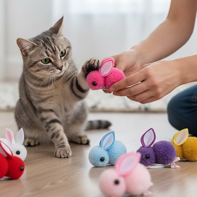 Jeux pour chat - Lapins colorés - Chatyfyclub