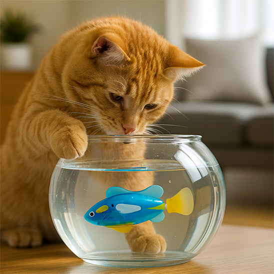 jouet poisson eau chat