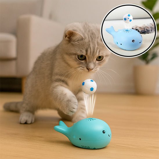Jouet pour chat - Baleine à jet électrique avec boule - Chatyfyclub