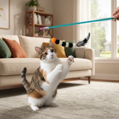 Jouet pour Chat - Canne à pêche en pompons - Chatyfyclub