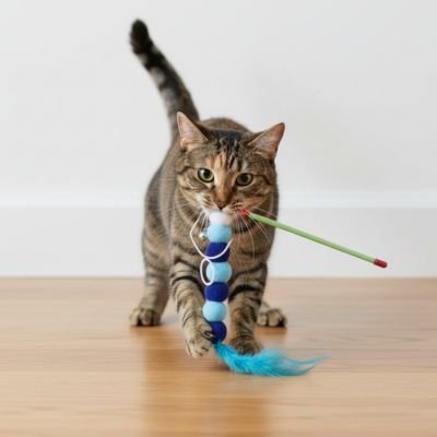 Jouet pour Chat - Canne à pêche en pompons - Chatyfyclub