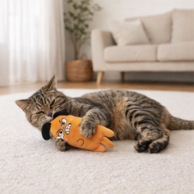 Jouet pour chat interactif - Animaux en peluche à mâcher avec herbe à chat - Chatyfyclub