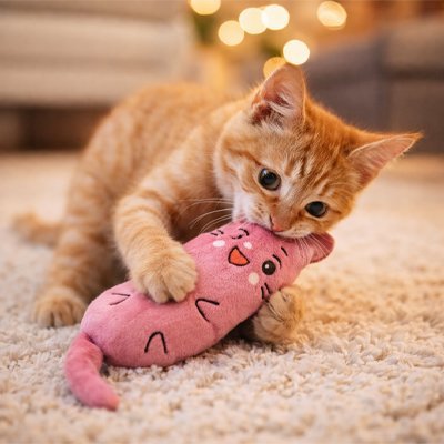 Jouet pour chat interactif - Animaux en peluche à mâcher avec herbe à chat - Chatyfyclub