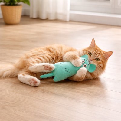 Jouet pour chat interactif - Animaux en peluche à mâcher avec herbe à chat - Chatyfyclub