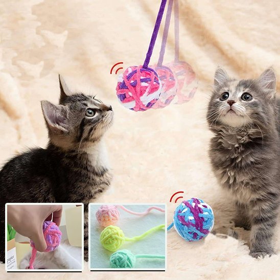 Jouet pour chat interactif - Boule de fil multicolore avec clochette - Chatyfyclub