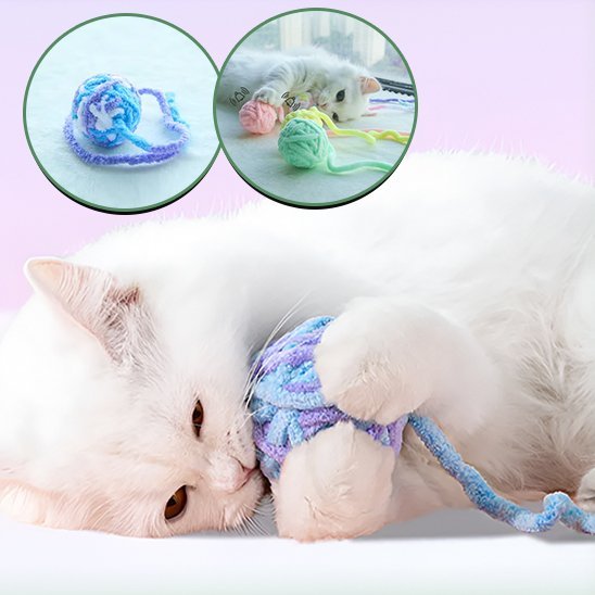 Jouet pour chat interactif - Boule de fil multicolore avec clochette - Chatyfyclub