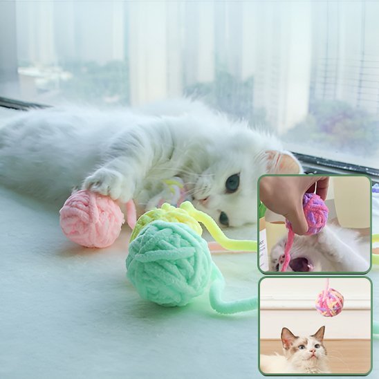 Jouet pour chat interactif - Boule de fil multicolore avec clochette - Chatyfyclub