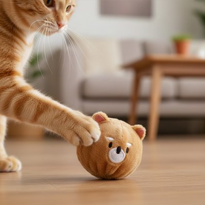 Jouet pour chat interactif - Boule en peluche chat ou chiot - Chatyfyclub