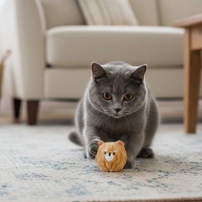 Jouet pour chat interactif - Boule en peluche chat ou chiot - Chatyfyclub