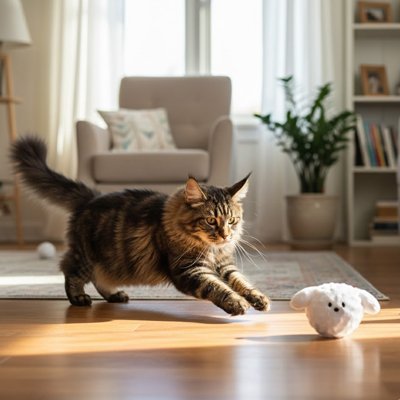 Jouet pour chat interactif - Boule en peluche chat ou chiot - Chatyfyclub