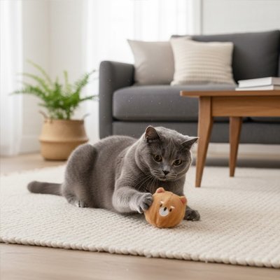 Jouet pour chat interactif - Boule en peluche chat ou chiot - Chatyfyclub