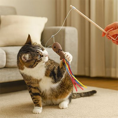 Jouet pour chat interactif - Canne à pêche - Chatyfyclub