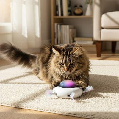 Jouet pour chat interactif - Dôme lumineux avec plumes - Chatyfyclub