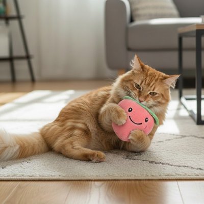 Jouet pour chat Interactif - Peluche en forme de pêche ou d'avocat - Chatyfyclub