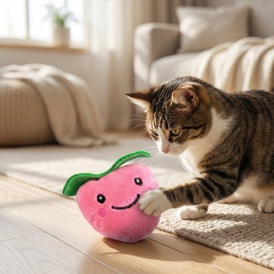 Jouet pour chat Interactif - Peluche en forme de pêche ou d'avocat - Chatyfyclub