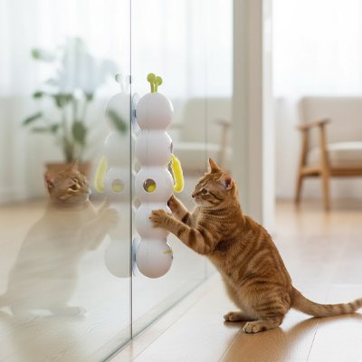 Jouet pour chat interactif - Tour verticale murale avec chenille - Chatyfyclub