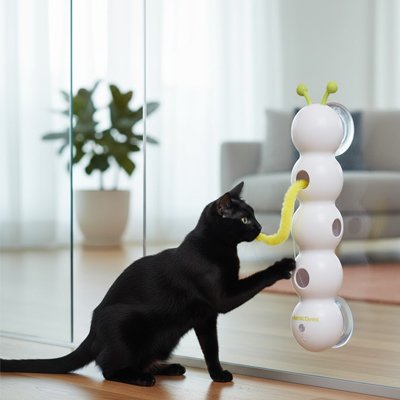 Jouet pour chat interactif - Tour verticale murale avec chenille - Chatyfyclub