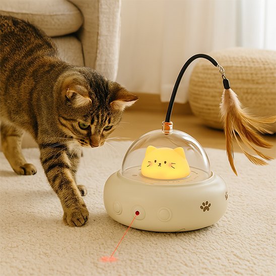 Jouet pour Chat - Teaser interactif laser et plumes - Chatyfyclub