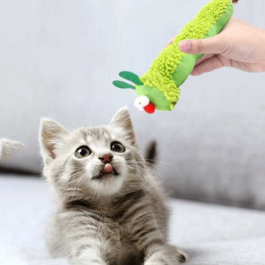 peluche-chenille-chat-vert-jouet
